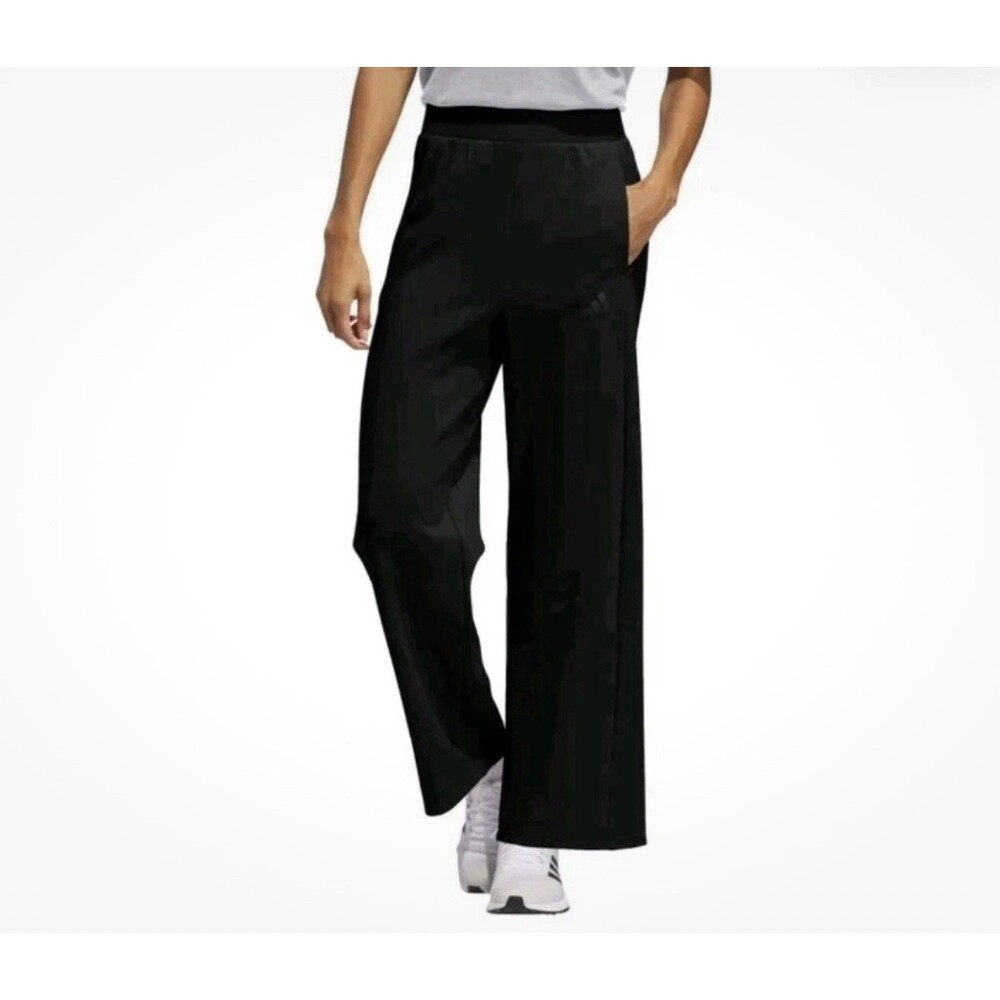 Adidas Wide Leg Pants Womens Black Yoga Gym Athleisure JY9046 Size Large